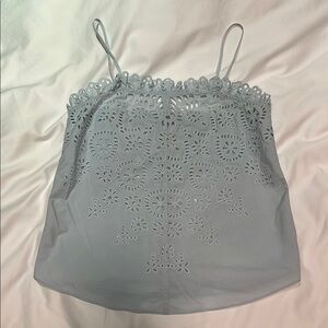 La Vie by Rebecca Taylor Light Blue Eyelet Lace Cami Top